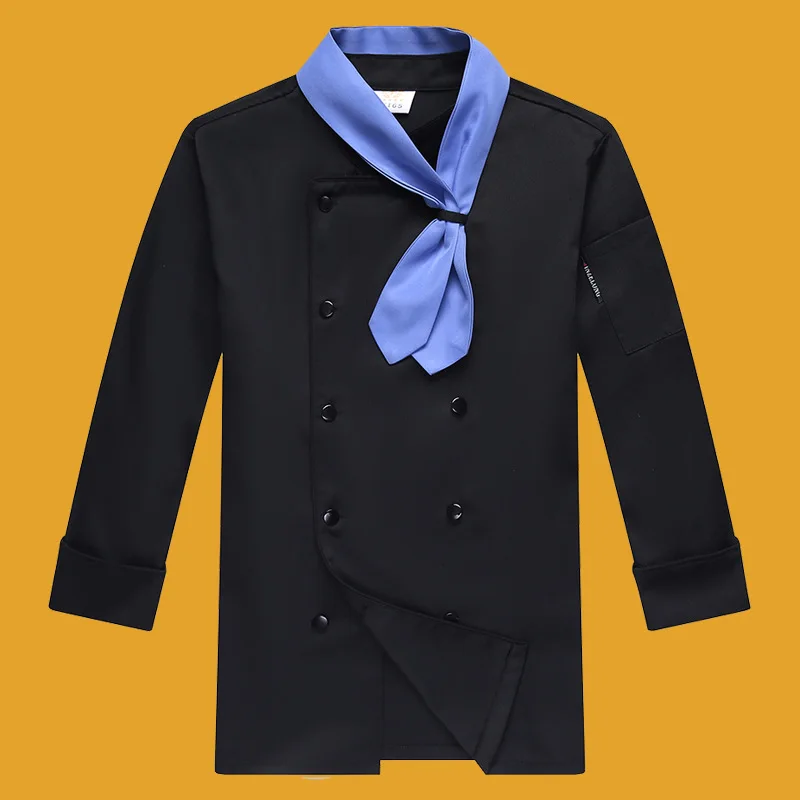 남자 요리사의 작업복 호텔 요리사 코트 주방 작업복 레스토랑 웨이터 셔츠 스카프와 케이터링 베이커리 요리사 유니폼