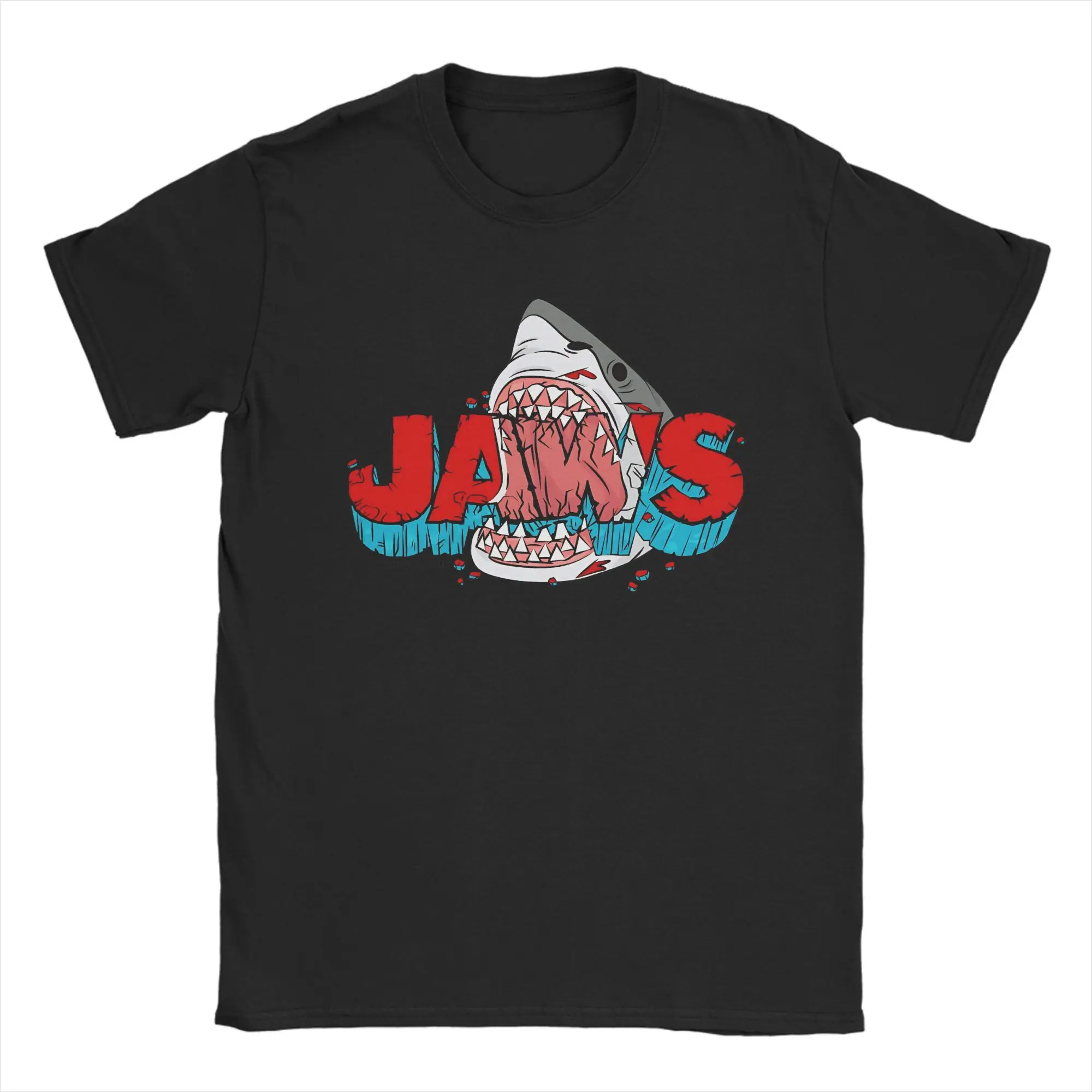 

Mens T-Shirt JAWS The Big Bite T Shirts Hippie Summer Tee Shirt Street Style Printed Cotton Clothing Birthday Present