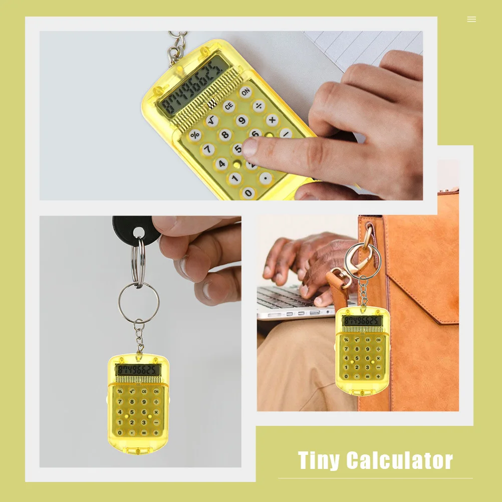 4 szt. Mini Kalkulator Brelok 8-cyfrowy Wyświetlacz LCD Przenośny Kalkulator Elektroniczny do Użytku Domowego, Biurowego i Szkolnego Mały Lekki