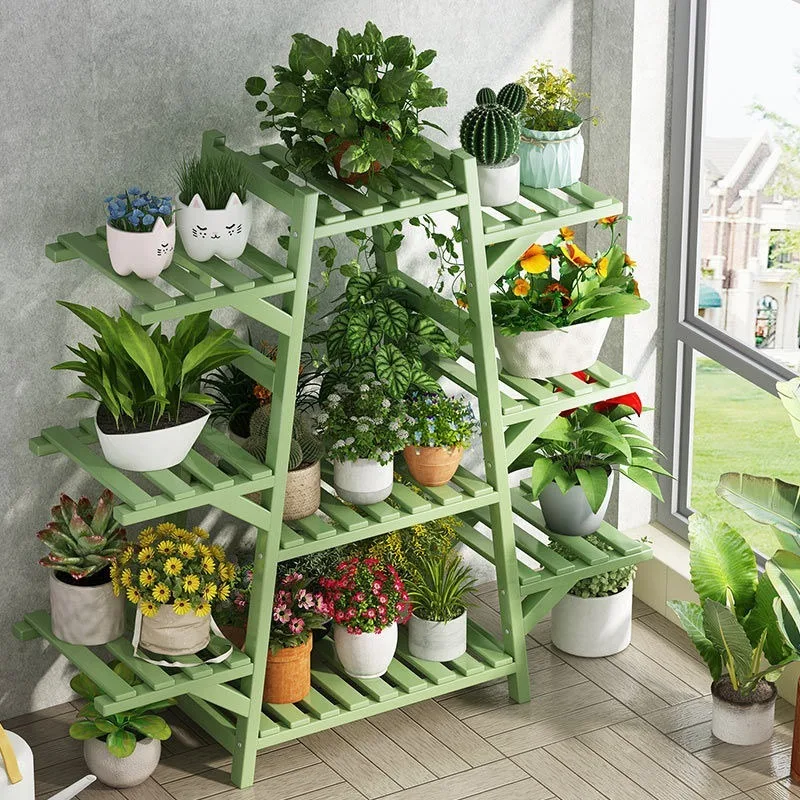 Estante de esquina plegable grande para plantas, soporte de macetas de madera para múltiples plantas, soporte de flores, estante alto, Organizador