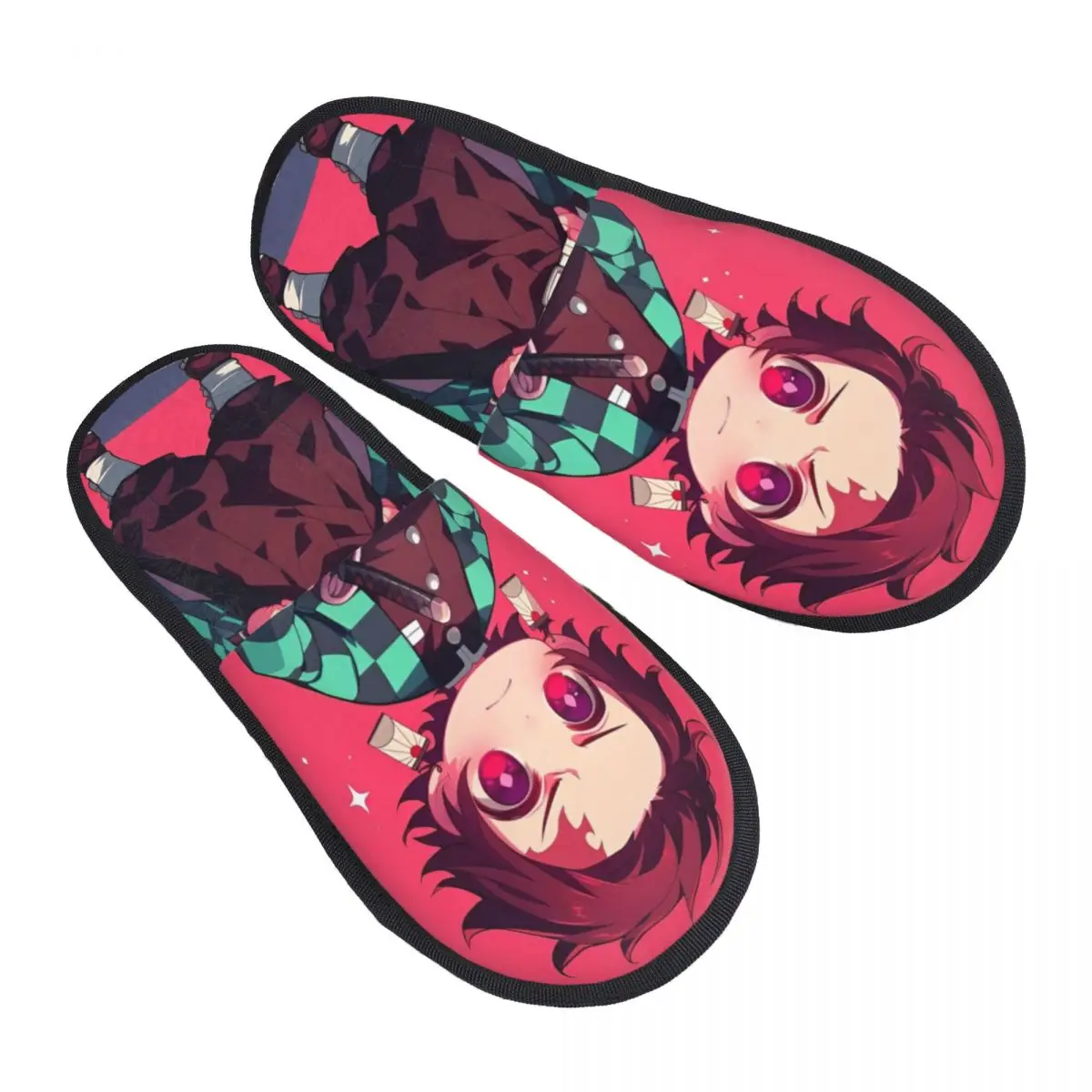 Kawaii Tanjiro Kamado Slippers Non-slip Anime Demon Slayer Cozy Memory Foam Slippers Living Room