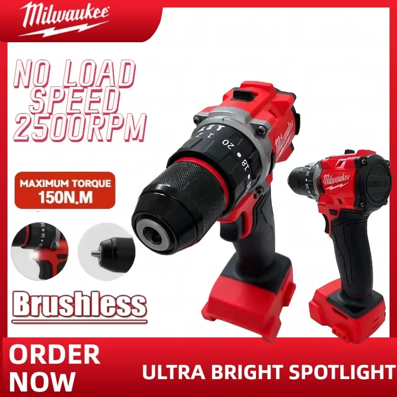 Milwaukee – petite perceuse électrique sans balais, 150N.m, perceuse à percussion sans fil pour batterie 18V, outil d'utilisation d'équipe de décoration