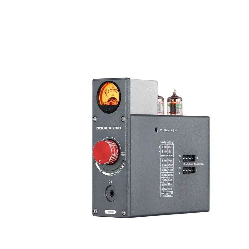 T4 plus phono preamplifier with vu meter, mm/mc phono input, and integrated headphone amplifier - multifunctional amplifier