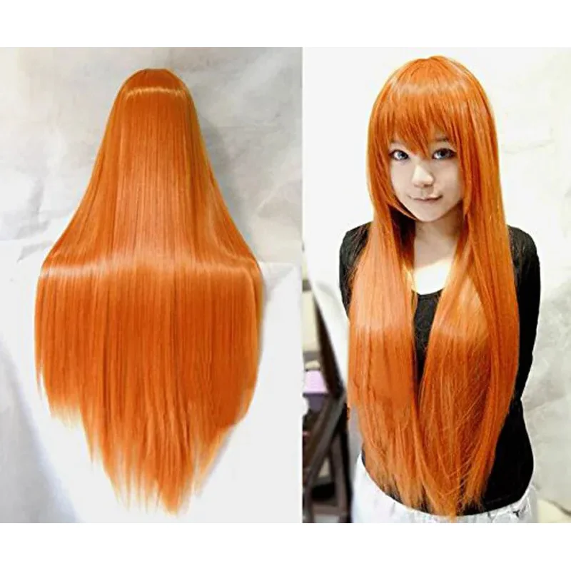 

Long Straight Asuka Orange Cosplay Costume Wigs Heat Resistant Synthetic Hair Wig + Wig Cap