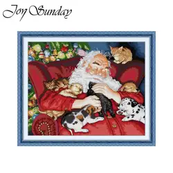 Cross Stitch Embroidery Kit Santa Claus HD Patterns Printed Counted Fabric Aida 16/14CT DIY Craft Needlework Sets Home Decor New