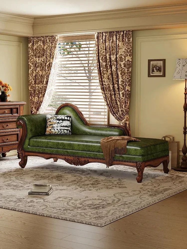 Solid wood chaise longue living room room leisure beauty couch