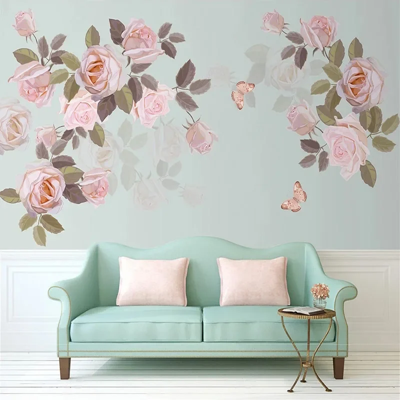 Custom 3D Mural Wallpaper Pastoral Flowers Living Room TV Background Wall Painting Living Room TV Sofa Home Papel De Parede