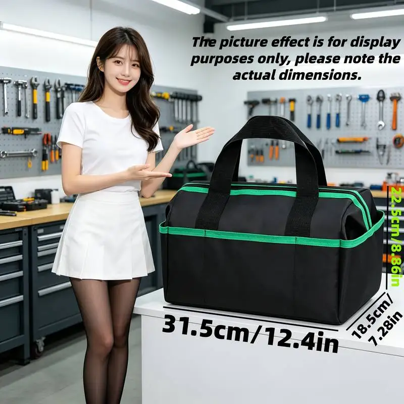 32cm Multi-Pocket Tool Organizer Bag Thickened Zipper Hardware Toolbox for Electrician Plumber Home Repair Industrial Renovation