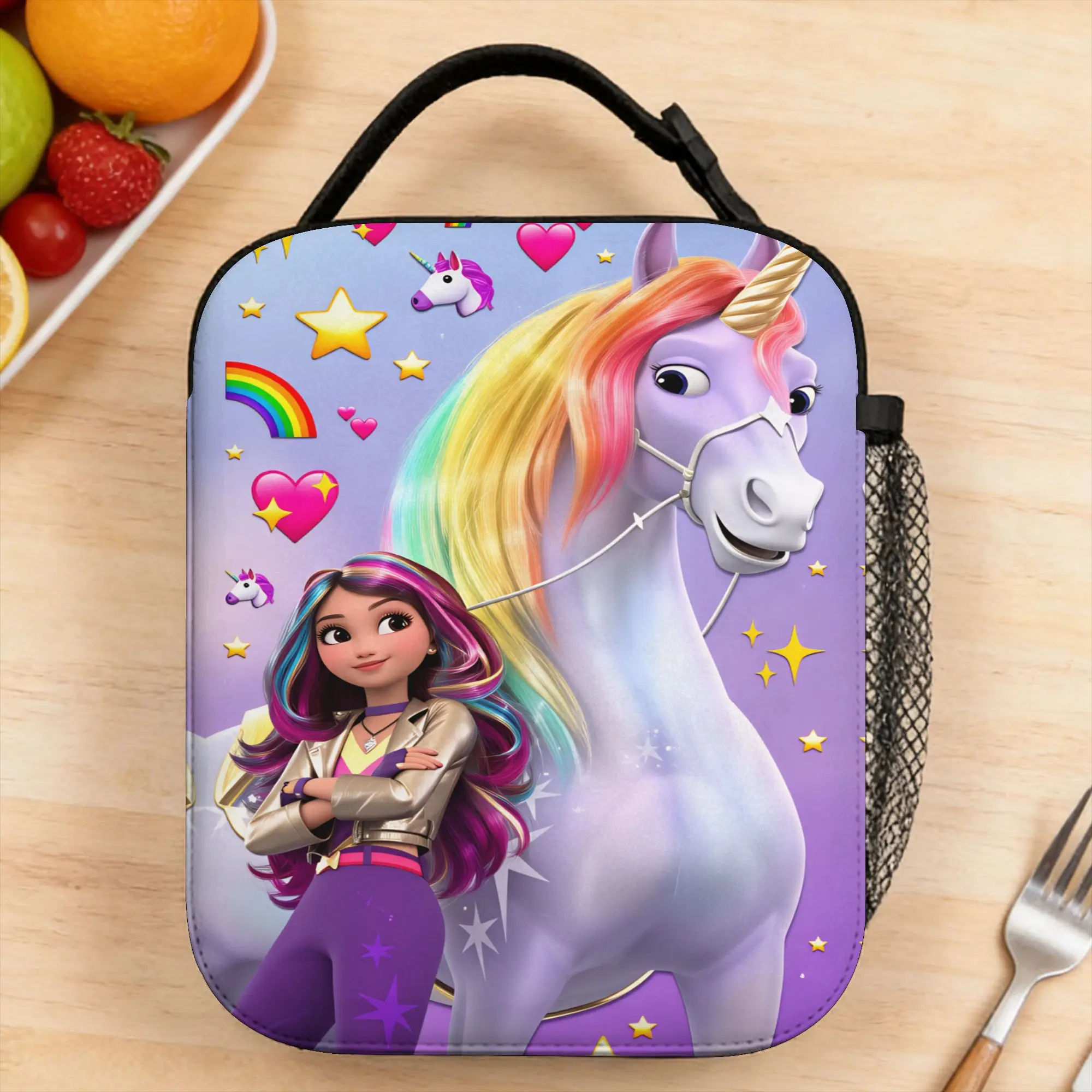 Unicorn Academy Lunch Bag School Convenient Thermal Lunch Bags For Women  Oxford Print Cooler Bag