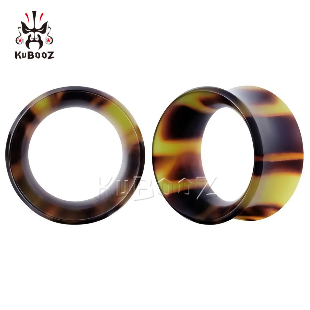 Tortoise Shell Ear Tunnels Plugs, 2PCS Set