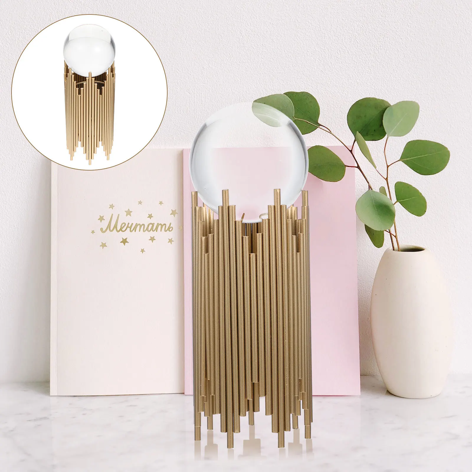 

1Set Modern Metal Crystal Ball Stand Creative Decorative Ornament for Living Room Bedroom Cabinet Desktop Decor Art Gift