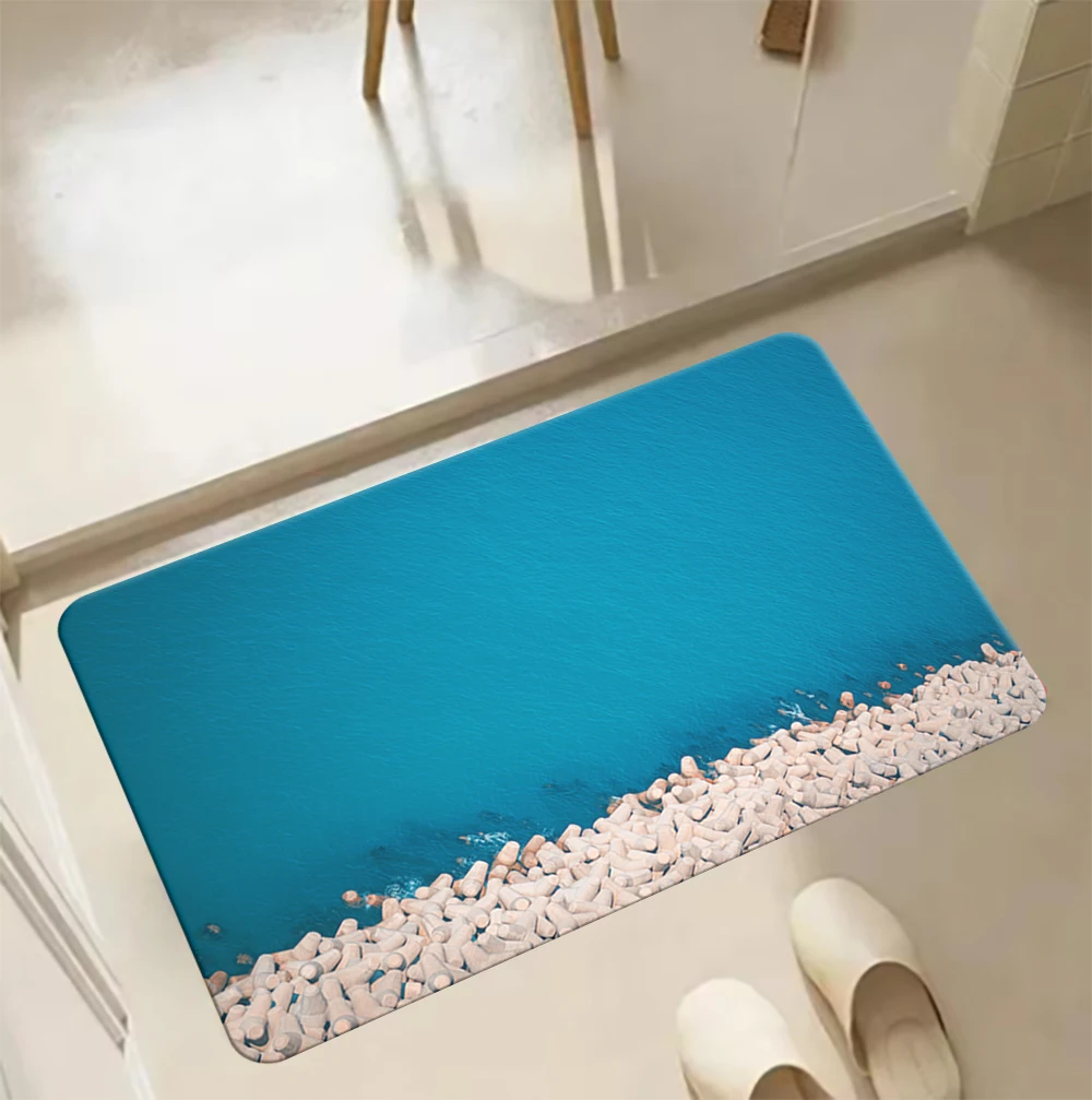Beach Waves Palm Landscape Doormat Living Room Carpet Entrance Bathroom Floor Mat Door Rug Home Decoration