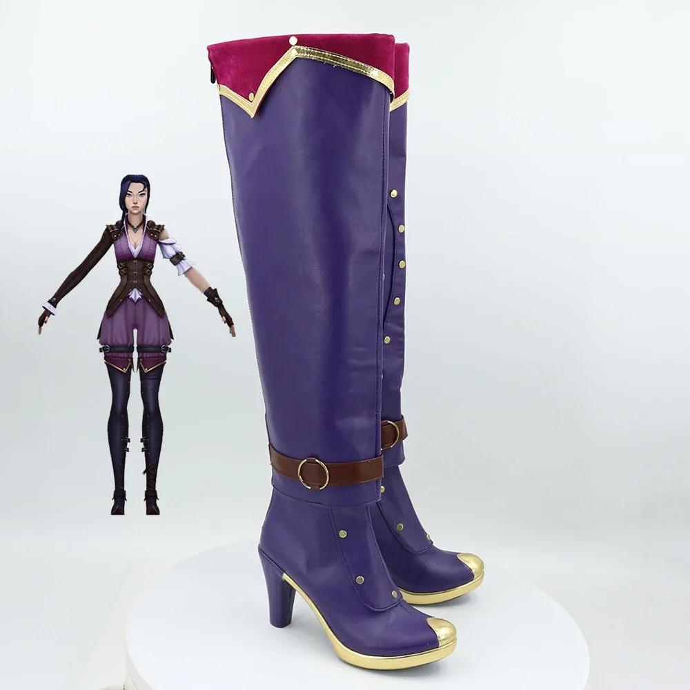 New Game LOL Cosplay Shoes Arcane Caitlyn Boots accesorios de disfraz de fiesta de Halloween hechos a medida