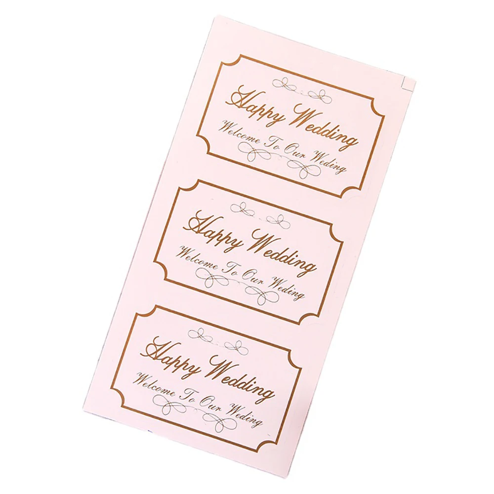 30pcs Happy Wedding Sticker 5.4*8.4CM Happy Birthday Wedding Gift Gold Stamping Seal Sticker Wedding Celebration Label