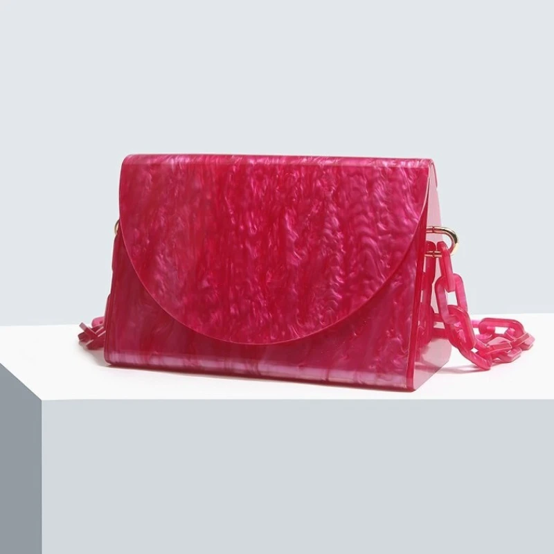 

2025 Pearl Marble Acrylic Evening Bags for Women,Luxury Handmade Red White Purses Handbags,Elegant Wedding Party Beach Flap Bags