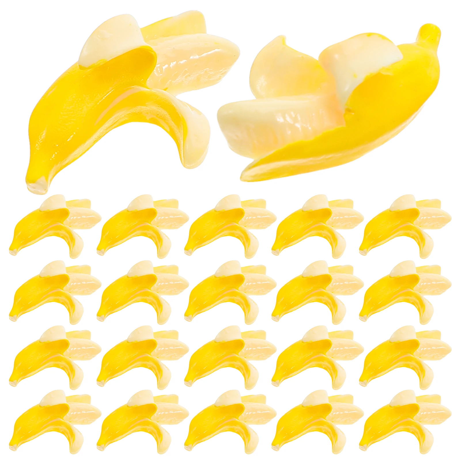 100 stuks miniatuur levensechte kunstmatige bananen felgekleurde hars rekwisieten voor poppenhuis desktop feestdecoratie creatieve ambacht