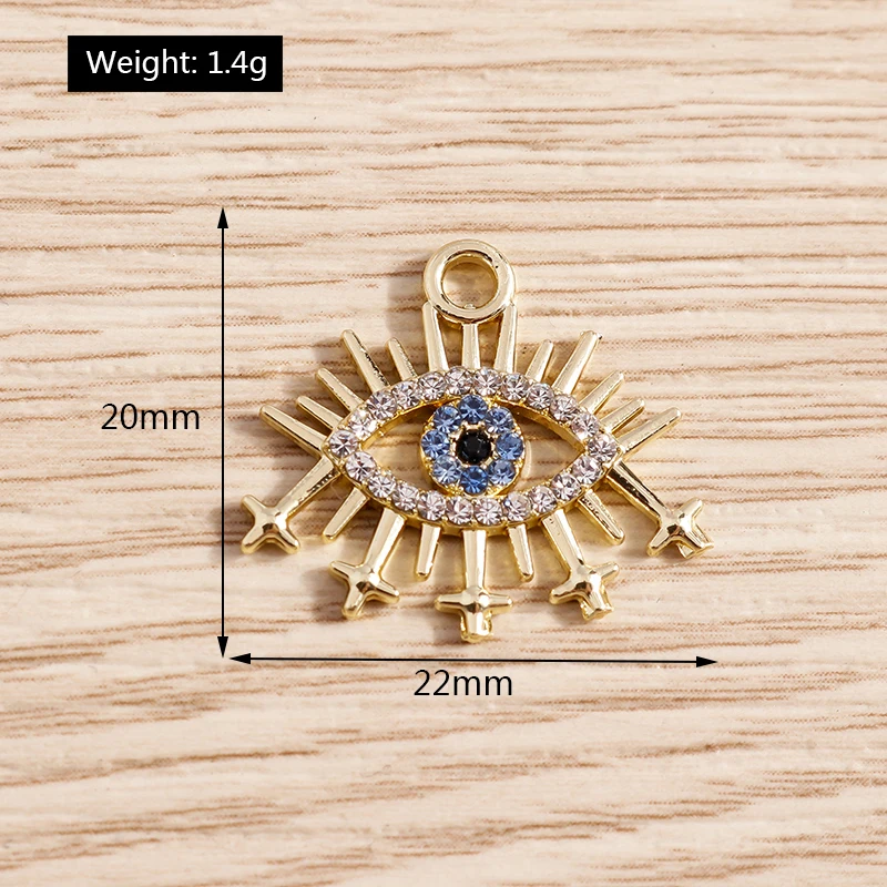 4 Stück zarte Kristall-Metall-Anhänger mit Liebesherz und Augenmotiv für die Schmuckherstellung, Halsketten, Ohrringe, Armbänder, DIY-Bastelzubehör – Detail 5