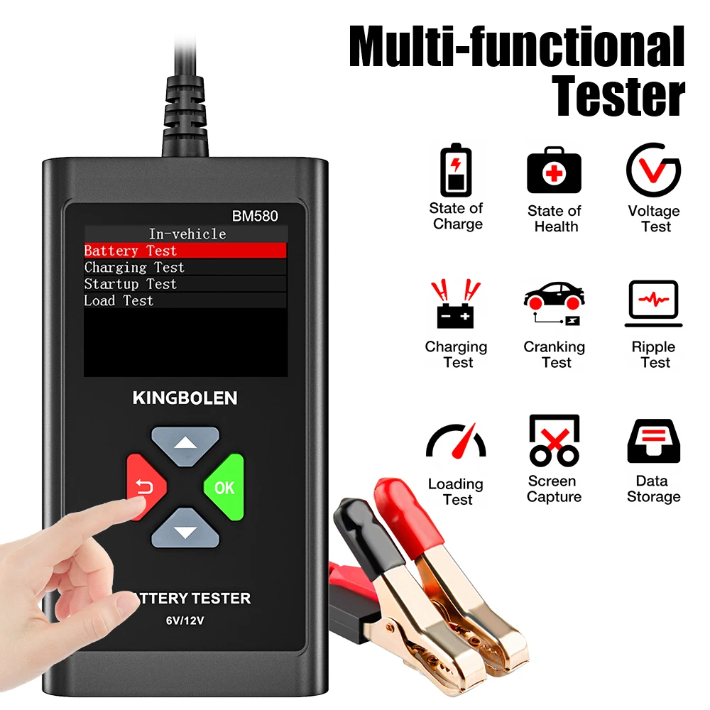 

CCA Circut Analyzer Charging Cranking Test For Wet/GEL/Lead-acid Battery BM580 12V 6V Auto Accessories Car Battery Tester