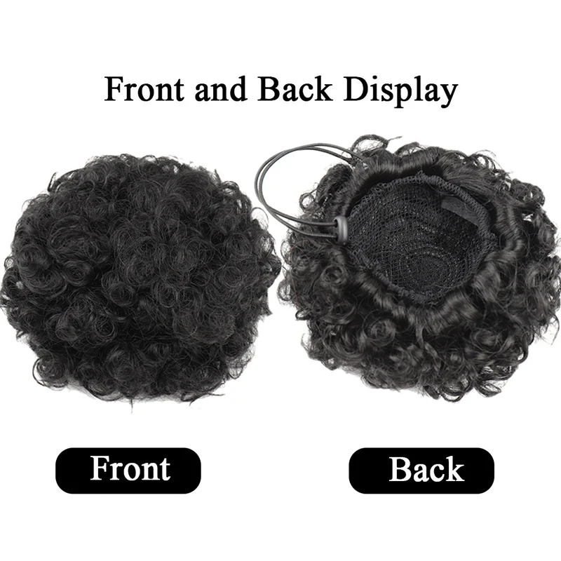 Afro Puff Drawstring Ponytail Human Hair Brazilian Kinky Curly Drawstring Ponytail Afro Puff Bun Chignon Accessories