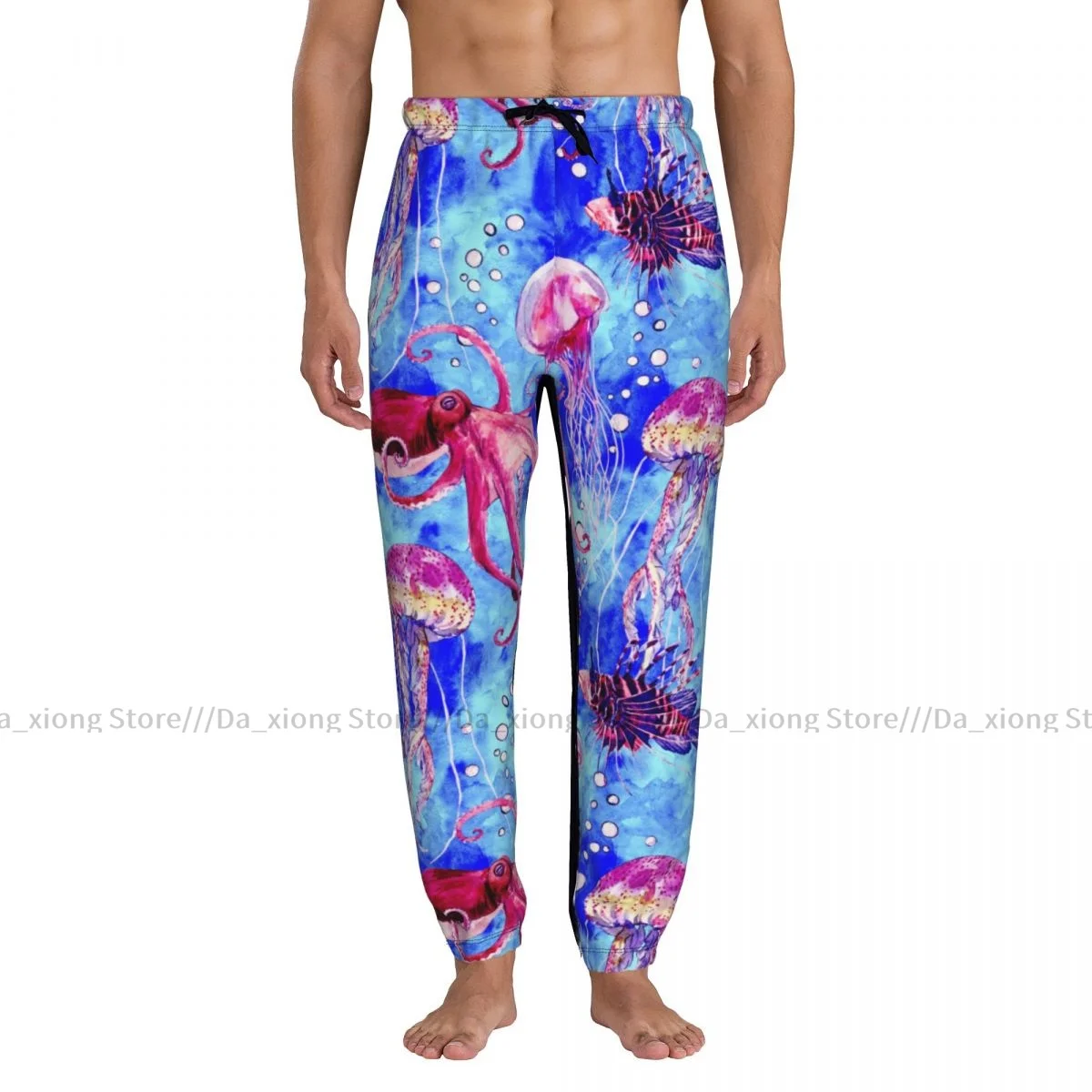 Men Joggers Pants Red Octopus Lionfish Jellyfish Man Sweatpants Streetwear Casual Mens Pants