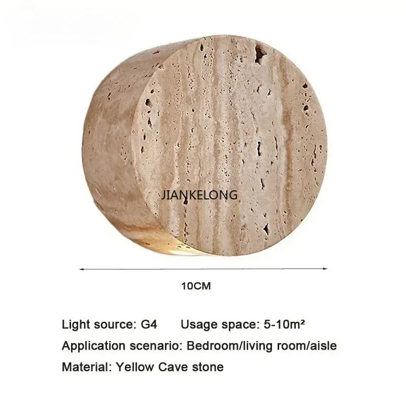 JKL Wabi-Sabi مصباح جداري أصفر من الحجر الطبيعي LED مصباح جداري لغرفة النوم بجانب السرير والممر ودرج المطعم #6