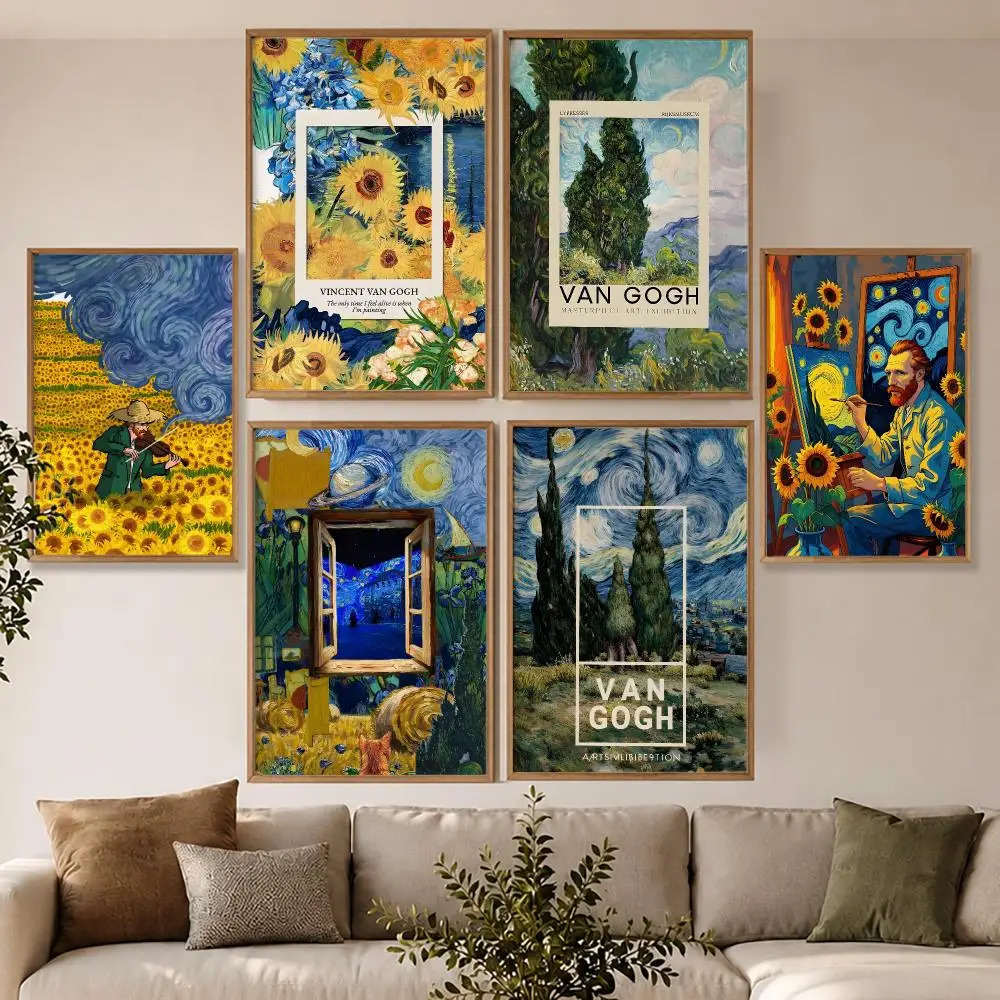 Vincent Van Gogh Collection Paintings Poster Modern Aesthetic Wall Art Poster Home Bar Cafe Decor Gift