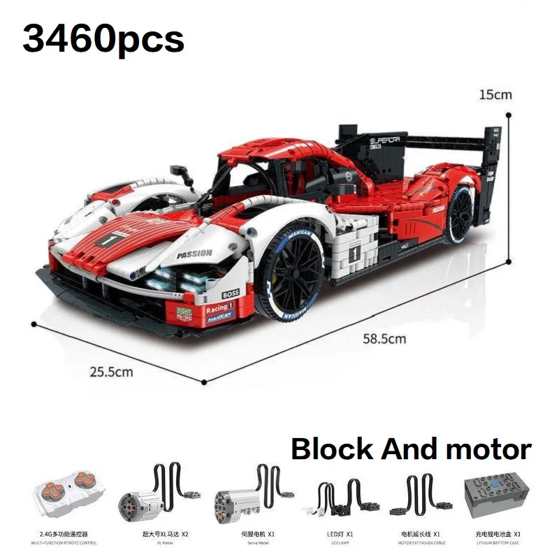 963 Supercar Model Building Block 1:8 Scale Technical  Assembly High tech Bricks Educational Halloween, Christmas gifts