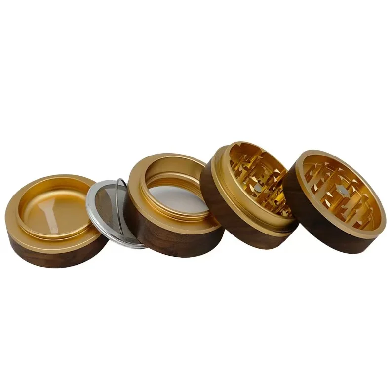 Quality 63mm Herbal Tobacco Grinder Smoke Herb 4 layer Walnut head Aluminum alloy Grinders Spice Mill Cigarette Accessories