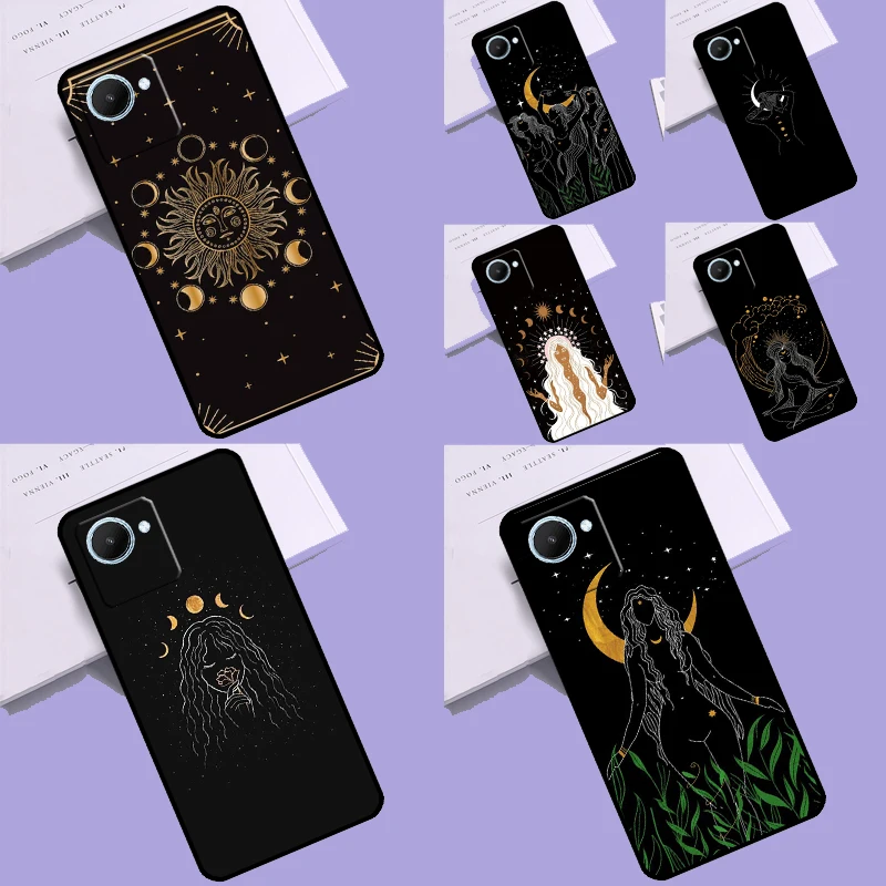 Crescent Moon Tarot Stars Sun Case For Realme 11 Pro Plus 9 10 GT Neo 5 3 2 T C11 C15 C25s C21Y C30 C31 C33 C35 C53 C55