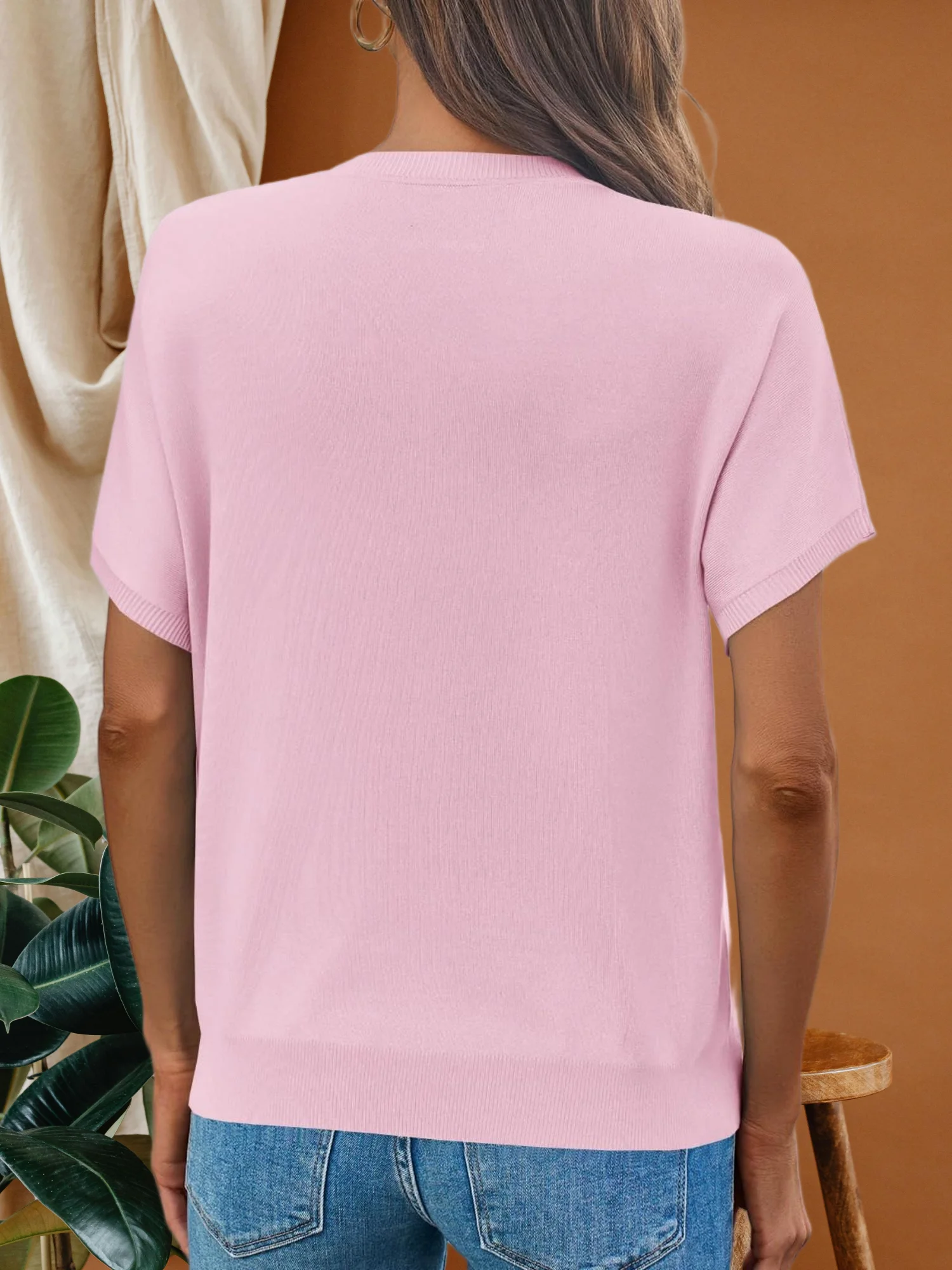 Damska podstawowa bluza z kapturem, z okrągłym dekoltem, jednolita, dzianinowa, letnia, lekka koszulka.