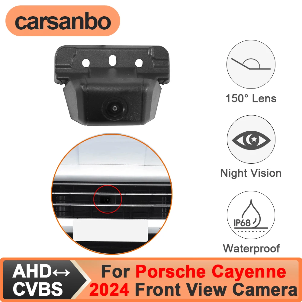 

Carsanbo Fit for Porsche Cayenne 2024 Front View Camera for Car CCD AHD 150° Night Vision Fisheye Lens Waterproof Parking Camera