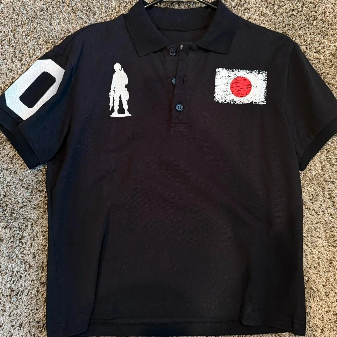 Camiseta Polo Negra para Hombre, Camiseta Polo con Estampado Blchwhite, Estilo Americano Retro, Minimalista y Moderno
