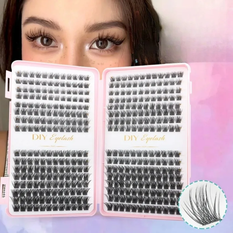 384-teiliges Wimpernverlängerungs-Set - Einzelne Wimpernsets, D-Curl, Verschiedene Längen, Einfach Anzuwenden für Heim-Make-up