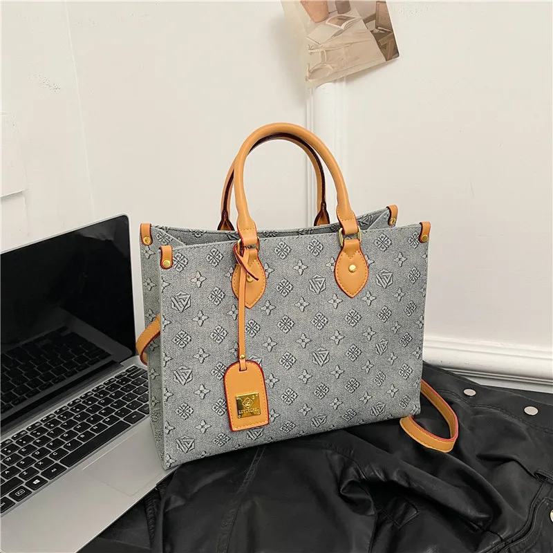 

​2025 Designer Inspired Monogram Tote Bag Women Adjustable Shoulder Crossbody Color Block Luxury PU Leather Handbag​