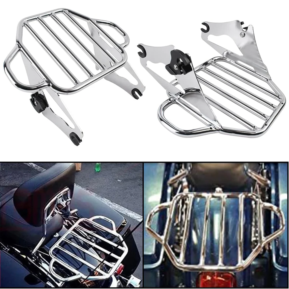 

Motorcycle Chrome Two-Up Detachable Luggage Rack For Touring Electra Glide Road Glide Street Glide CVO Road King 2009-2024