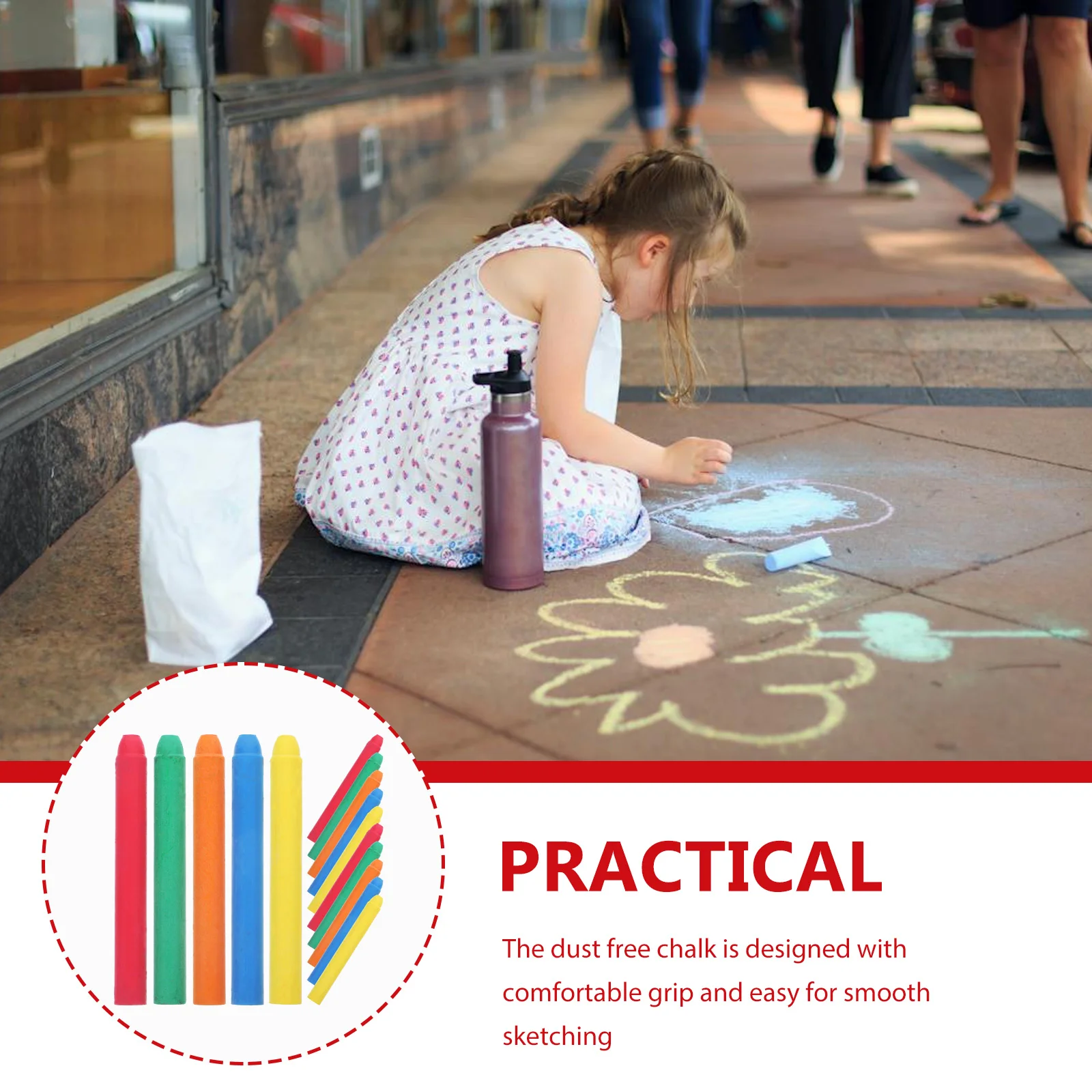 20 Pcs Colored Chalk Pencils for Chalkboard Washable Set Sidewalk Teacher Portable Toner Multi-function