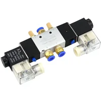 Válvula Solenoide de alta calidad 220V neumática 4V220-08 aire 5 vías 2 posiciones 1/4quot bobina aleación interna DC 12V DC 24V AC110V