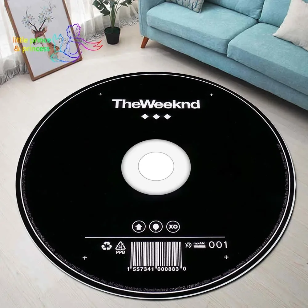 The Weeknd CD Rug Music Round Mat Round Rug Round Carpet Bathroom Mat Black Mat Home Decor Rug Living Room Kitchen