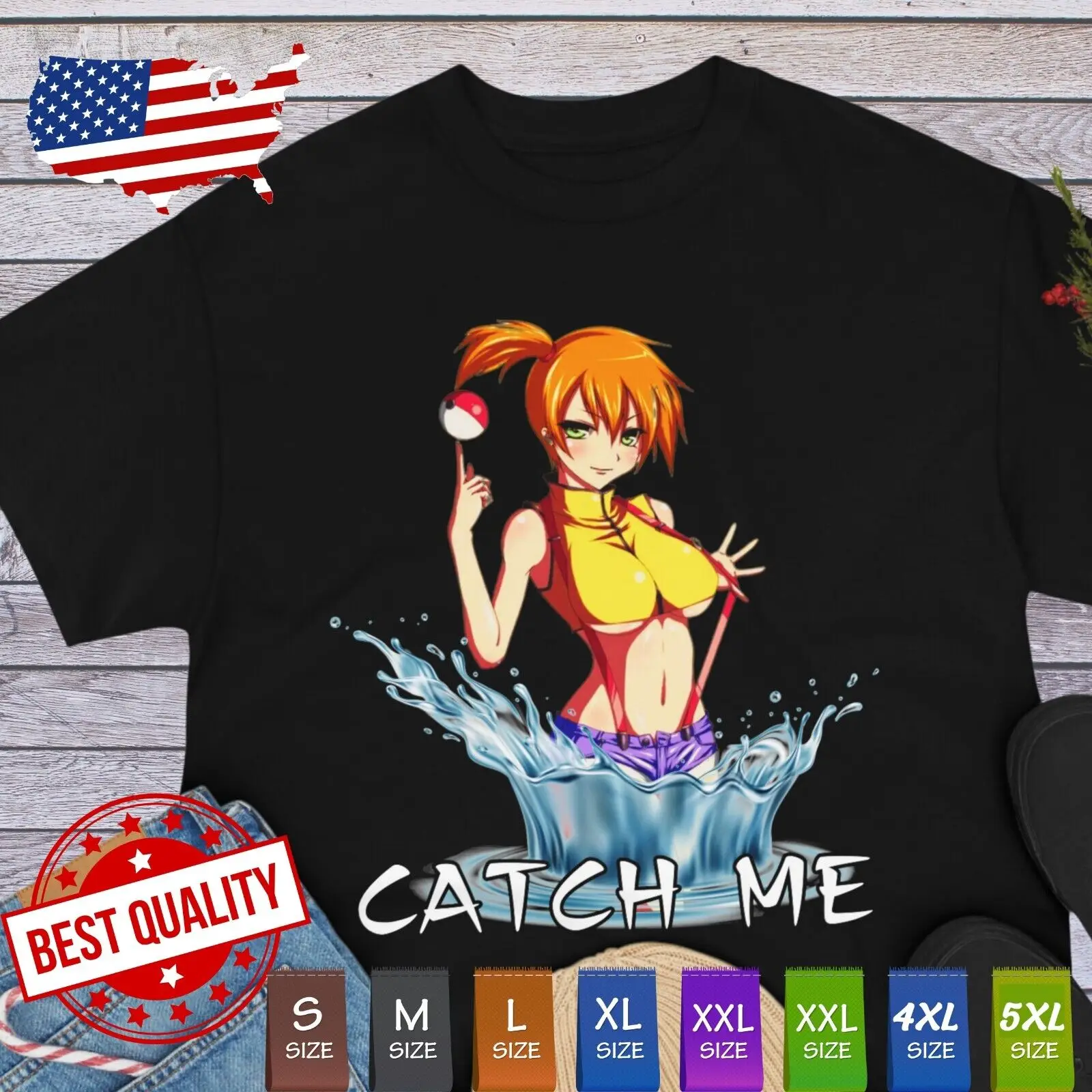 Sexy Misty Waifu Shirt Ecchi Hentai Tee Kawaii Cosplay Otaku Girl Anime