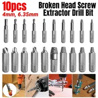 10Pcs 4mm 6.35mm Damaged Screw Extractor Drill Bits Stripped Screw Extractor Kit For Broken Bolt Extractor All-Purpose Magnetic