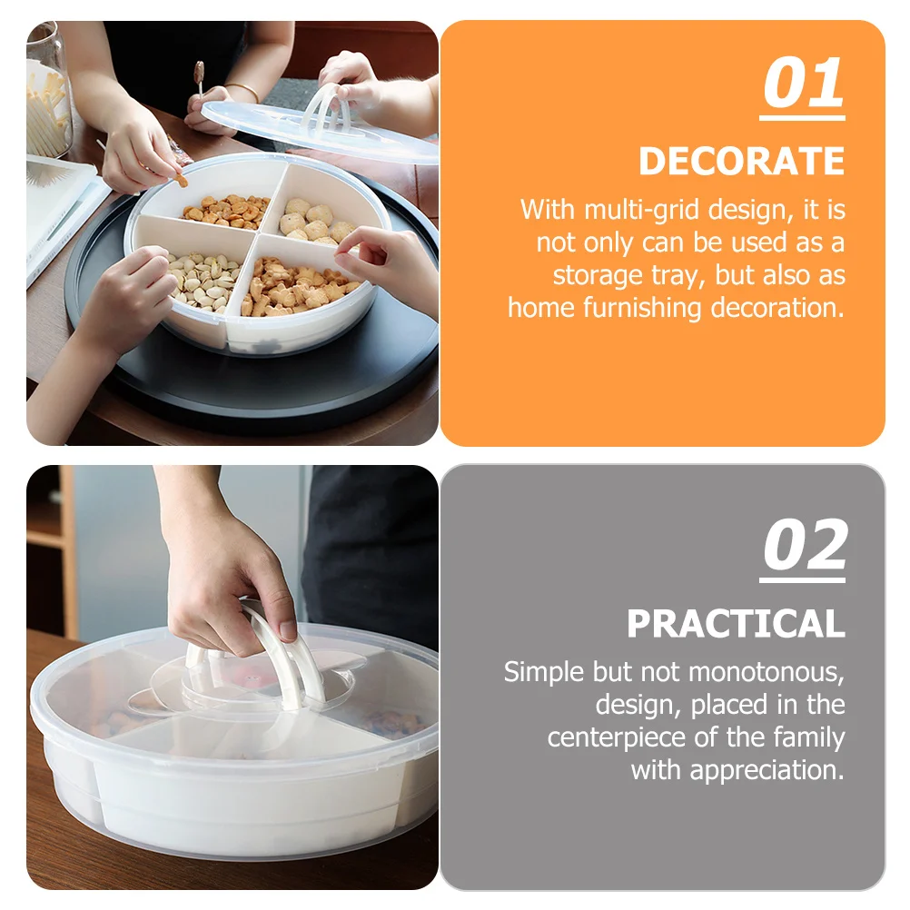 

Stylish Snack Serving Divider Tray Bpa-Free Plastic Fruit Platter with Lid for Daily Use Party Decoration Moisture-Proof Storage