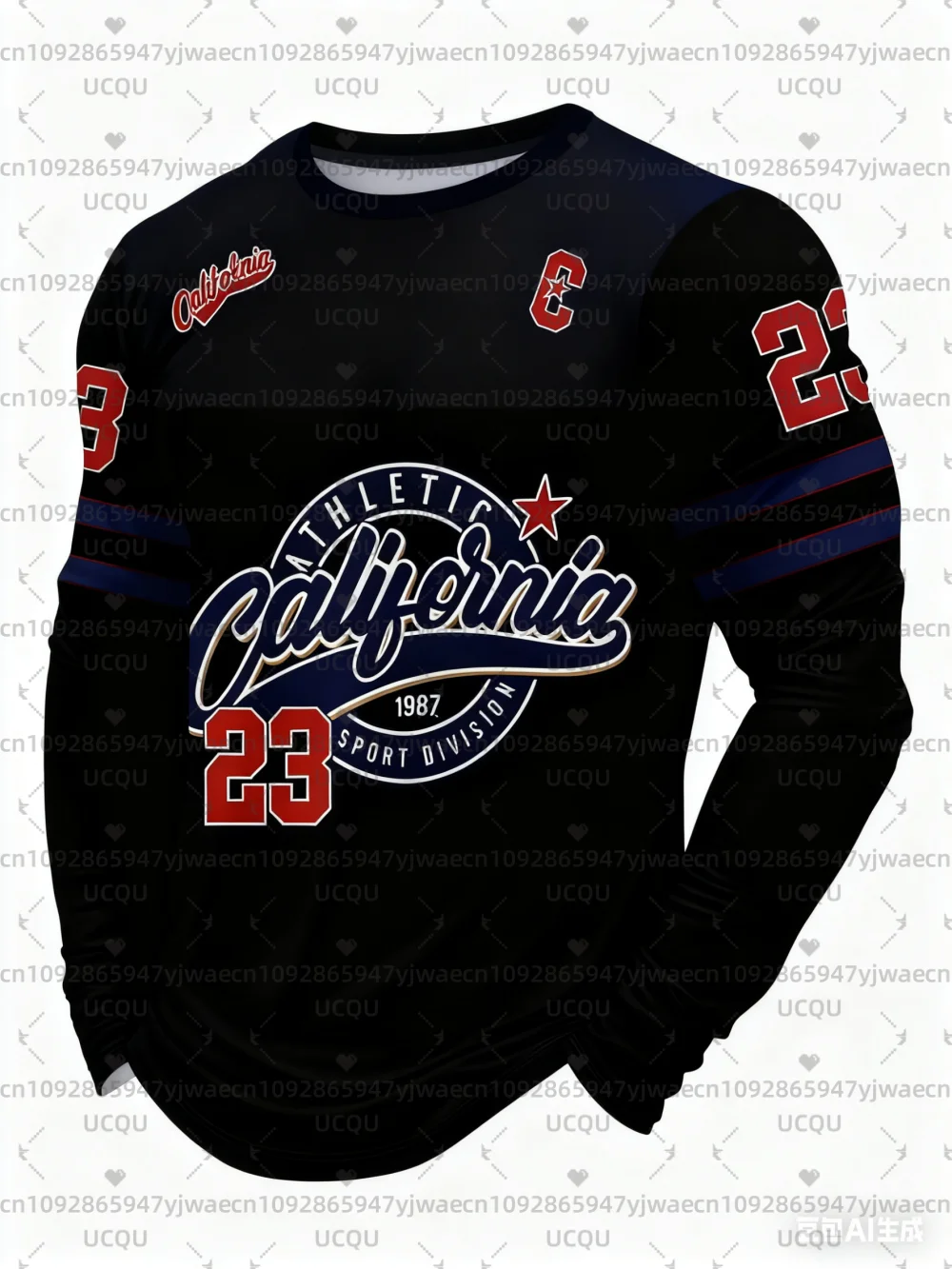 Men'S California NO.23 Graphic T-shirt Casual Pullover Autumn Outdoor Activities Women's Long Sleeve T-shirt Tops