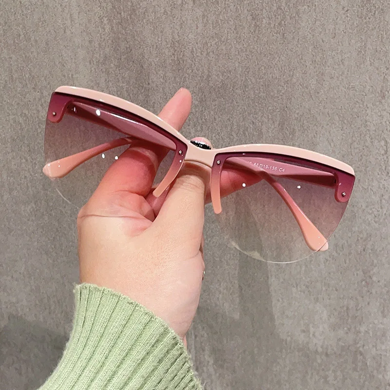 

Cat Eye Sunglasses Women Gradient Sun Glasses Brand Designer Men Trend Punk SunglassesUV400 Luxury Fashion Half-Frame