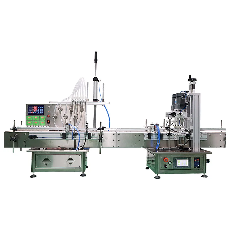 Linear wind oil essence olive oil filling screw cap liquid sub-filling canning machine desktop automatic liquid filling line