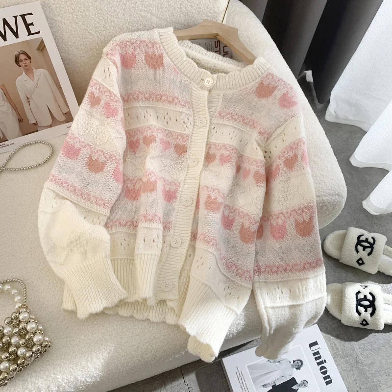 

and Autumn Winter 2023 New Japanese Women's Thickened Warm Relaxed Lazy Wind Retro Gentle Cardigan Sweater Coat