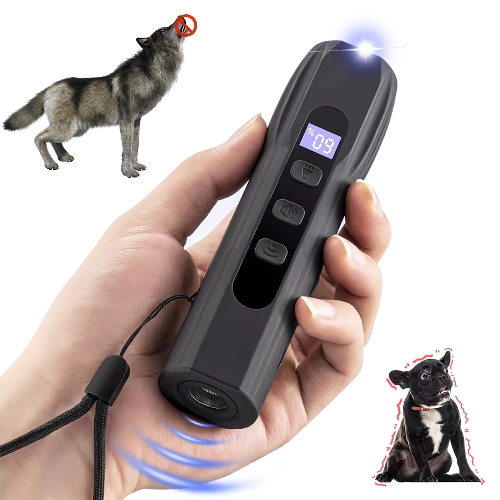 Dog Repeller with LED Light Ultrasonic Handheld Anti-barking Upgrade 3in1 Dog Training Device for Indoor Outdoor Repel Animals