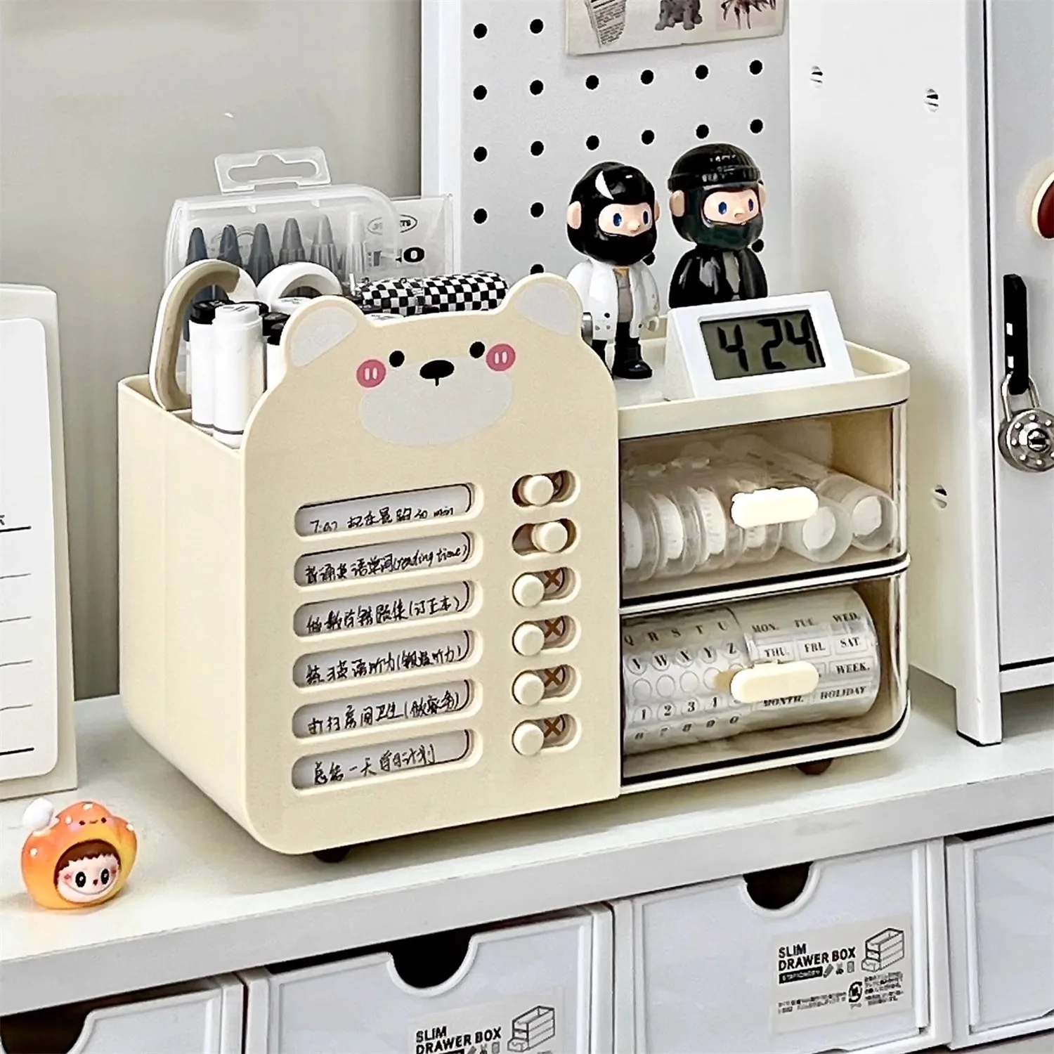 

Настольный органайзер для хранения, ящик для канцелярских принадлежностей, выдвижной держатель для ручек для студентов, для офисной рабочей станции, для стола, коробка для организации канцелярии