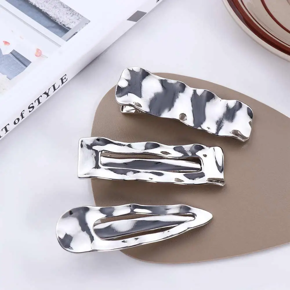 

Rectangle Women Headwear Geometric Drop Shaped Metal Hair Pins Fix Fringe Barrette Punk Hair Clips Side Bangs Hair Clips