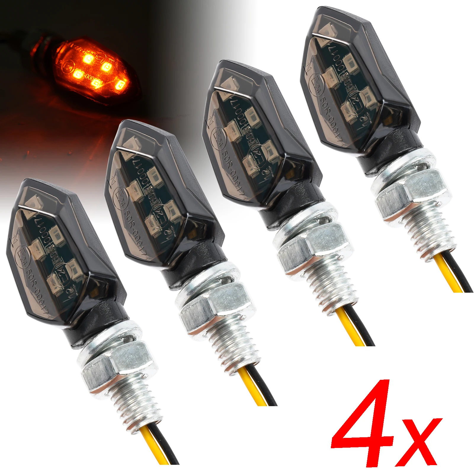 8mm Mini LED Motorcycle Turn Signal Light Amber Yellow Indicators Blinker Flasher Running Light Motorbike 12V Bulb Accessories