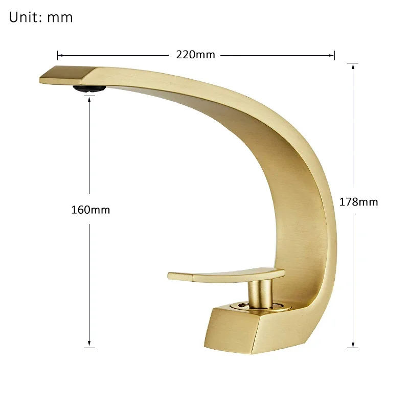 Vidric Brushed Gold Basin Faucet Single Handle Mixer Tap Waterfall Bathroom Sink Faucet Washbasin Mixer Tap Crane For Bathroom